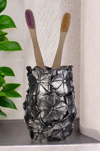 Star Master Silver Antique Colored Toothbrush - Container, Brush Holder, Brush Holder Model 16