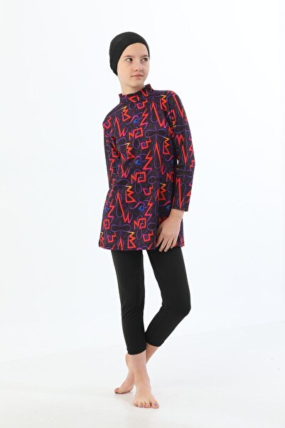 ESEB Full Desenli Likralı Çocuk Tesettür Mayo Rahat Hissettiren Çocuk