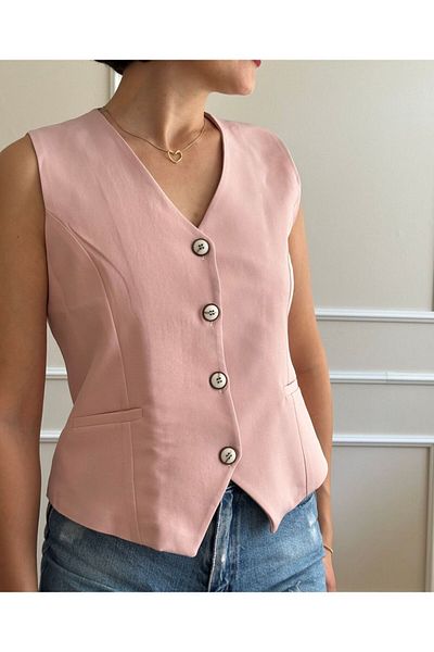 nidistore Women's Powder Pink Short Vest