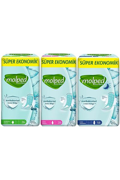 Molped Hygienic Pad - Super Eco, Normal Long and Night 64 Pieces Mixed Pack