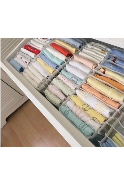 YELLOW STARY HOME DECOR (4 PCS) Cabinet & Drawer Organizer Accordion L Size White