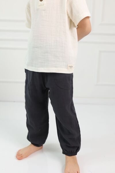 Cuckoo Cotton بنطلون موسلين للأطفال أنثراسايت