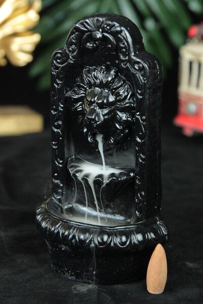 Genel Markalar Tütsülük Geri Şelale Akışlı Aslan Model Siyah & 1 Adet Konik T...