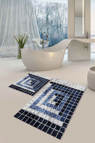 YTR HOME Αντιολισθητική βάση που πλένεται με προστασία από λεκέδες σε σκόνη Σετ 2 Σετ πατάκι μπάνιου λεκάνης τουαλέτας