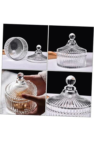 Tanemce Glass Sugar Bowl with Cut Lid
