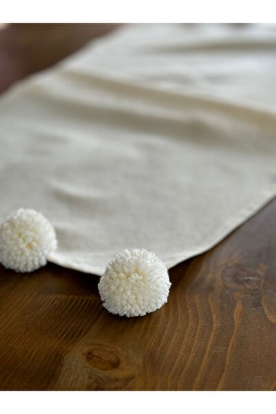 HALATÇI HOME Black and White Decorative Pompom Runner