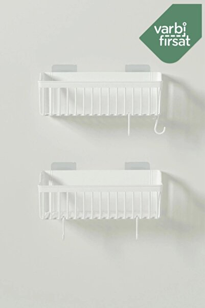 Varbifırsat Adhesive Kitchen Shelf Spice Rack In-Cabinet Organizer 2-Piece Kitchen Organizer with Plastic Hanger