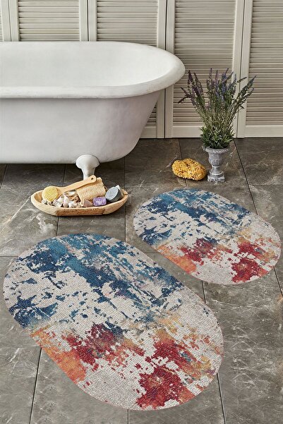 YTR HOME Набір з 2 овальних килимків для ванни з нековзною основою, що миютьс...