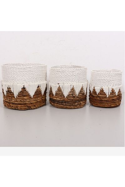 Mylamp Didim Natural Abaca Set of 3 Flower Pot & Storage Organization
