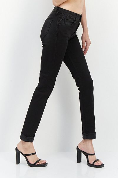 Replay Women Straight Fit Solid Stretchable Jeans, Black