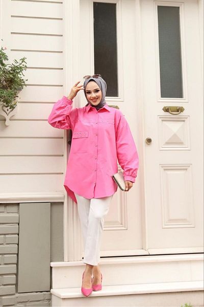 Meryemce Butik Poplin Balloon Sleeve Oversize Shirt