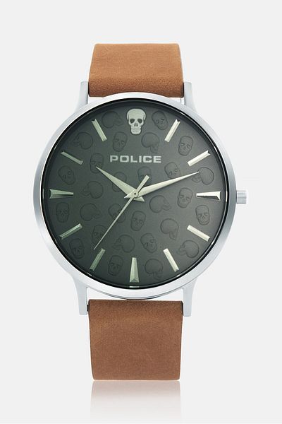 Police Ceas din piele pentru bărbați P 16023JS-13 - 42 mm, maro