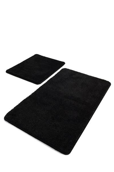 Sarar Plush Black Bathroom Set Small Size 2 Pieces 80x50 50x40