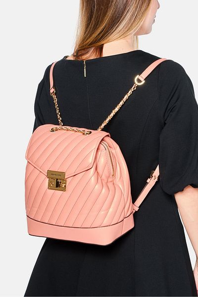 Michael Kors Women Brand Logo Backpack 24 L x 27 H x 13 W cm, Rose Pink