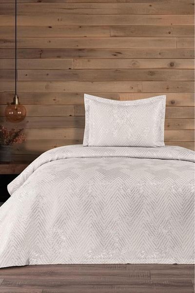 Çeyiz Diyarı Cuvertură de pat Single Asu Jacquard - Cremă