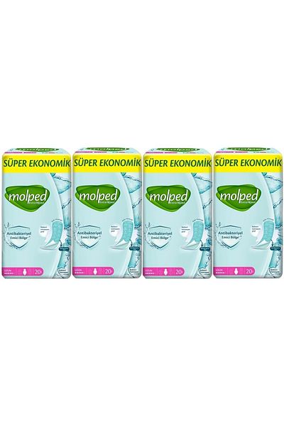 Molped Super Economical Sanitary Pads - 80 Pieces Long, 4 Packs (4PK*20)
