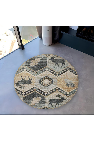 Rugs Modern Halı Mira Στρογγυλό Γκρι Μπεζ Vintage Μοντέρνο Διακοσμητικό Χαλί ...