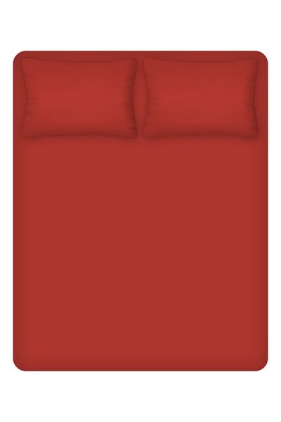 Leruum London Single Red Bed Sheet Set 100% Cotton Fitted Sheet (100X200) and 1 Pillowcase (50X70)