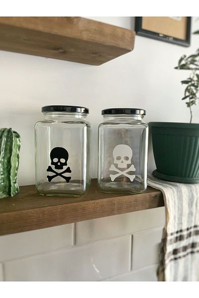 Atölye Merdiven 2 Stück Dekorative Erzack-set - Kaffee-tee-süßigkeitsglas, Totenkopf
