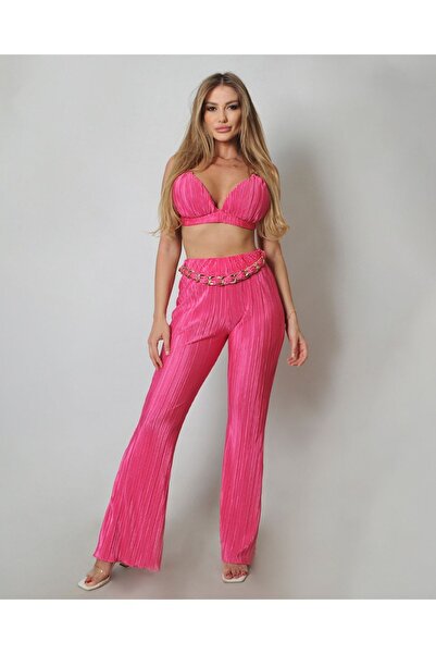 ByRanaBuyuk Women's Pink Pleated Set