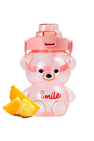 Genel Markalar Şeffaf  Ayıcıklı Matara 1000 ML, Su, İçecek Matarası, Suluk, O...