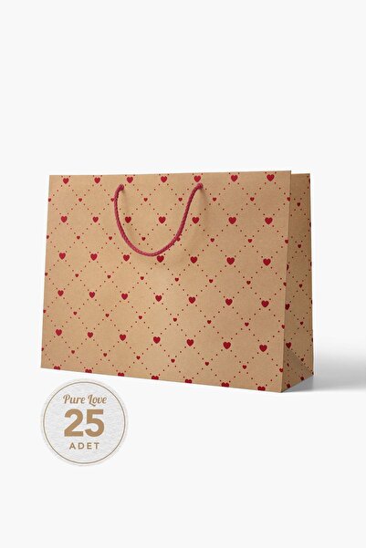 AkalBatu No1 25'li Pure Love Seri Kraft Çanta - 40x30x12 Cm