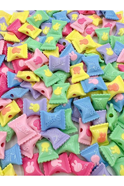 Ebruli Boncuk 20mm Renkli Paket Şeker Karışık Akrilik Boncuk Takı Yapımı Bead...