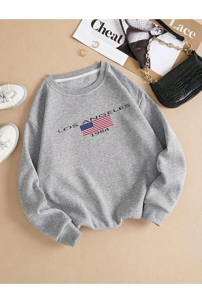 FAVORİST Унисекс суитшърт с качулка и щампа Los Angeles