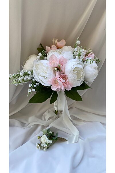 Z&B FLOWERS Gelin Çiçeği Gelin Buketi El Buketi Nikah Çiçeği Şakayık Yapay çiçek