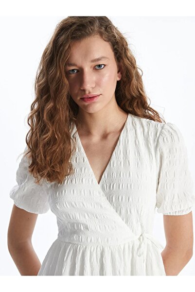 LC Waikiki XSIDE Double Breasted Collar Solid Short Sleeve Women's Dress