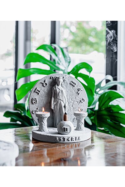 MinArtAtölye Asteria Sütun Şamdan Tütsülük Gri