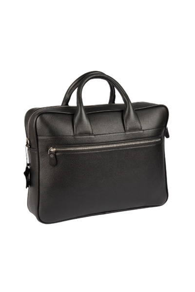 Karalı Deri Hakiki Deri Evrak Çantası Siyah 827-01