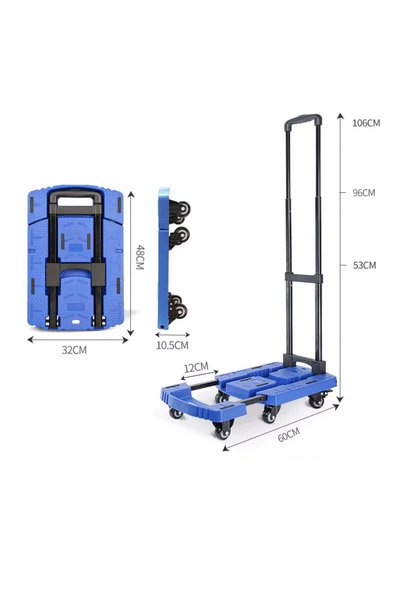 BALATLI 6 Tekerlekli Ayarlanabilir Ve Katlanabilir Paket Koli Taşıma Arabası 200 Kg - Lacivert