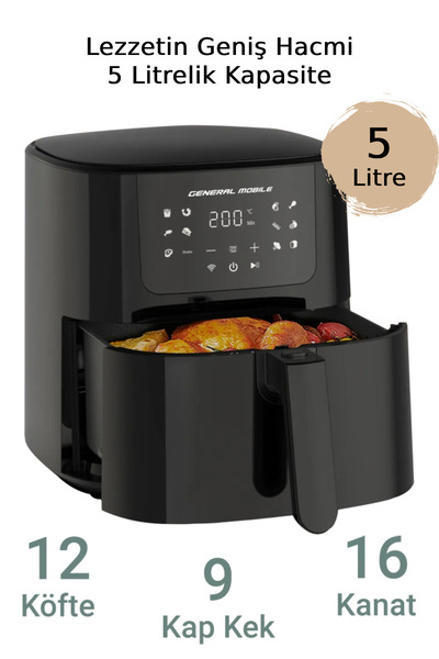 General Mobile Gm Air Fryer 5 Litre Yağsız Fritöz ( Türkiye Garantili)