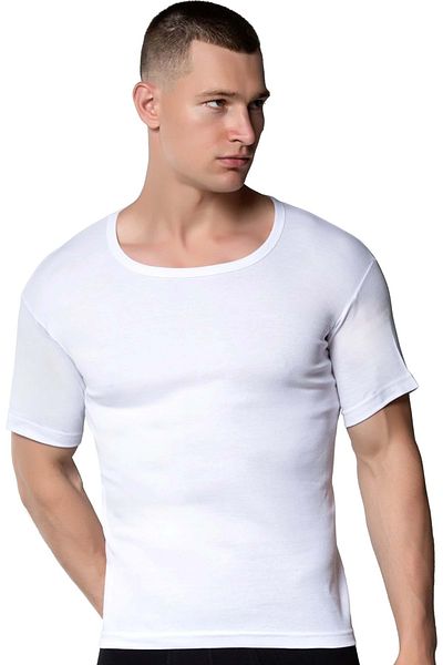 Gümüş İç Giyim White Rib - Wide Collar Undershirt Men's T-Shirt