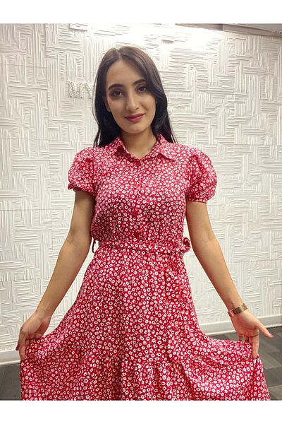 My Destino Viscose Short Sleeve Floral Print Dress