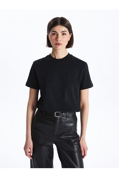 LC Waikiki Women's T-Shirt - Crew Neck, Solid Cut, Short Sleeve