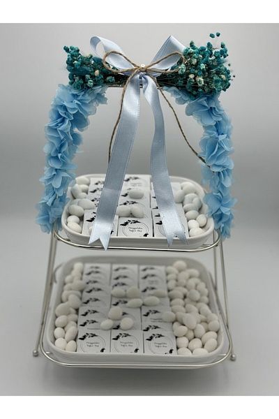 Mirabella Gift Διώροφη βάση τετράγωνη 60 τεμάχια διακοσμημένη σοκολάτα για κορίτσια Σοκολάτα υπόσχεσης αρραβώνων Σοκολάτα μωρού