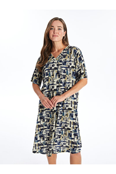 LC Waikiki Dámské šaty s krátkým rukávem s výstřihem do V