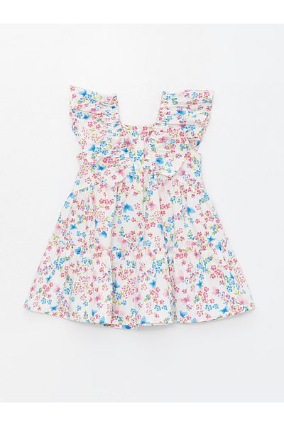 LC Waikiki Floral Print V-neck Short Sleeve Dress for Baby Girl