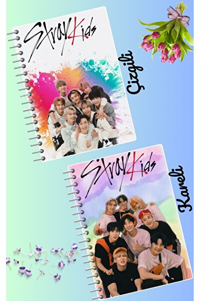 animeandyourworld Stray kids defter seti 2 adet A4 boyutu 21*30 çizgili + kar...