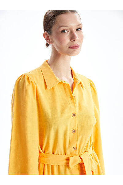 LC Waikiki Γυναικείο μακρυμάνικο πουκάμισο από λινό look - Mother and Daughter Combo