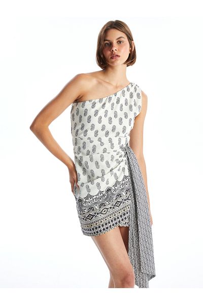 LC Waikiki Γυναικείο φόρεμα One Shoulder με σχέδιο