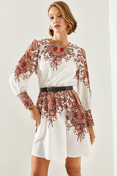 Bianco Lucci Μίνι γυναικείο φόρεμα με έθνικ σχέδιο - ελαστική μέση 21687 60251695