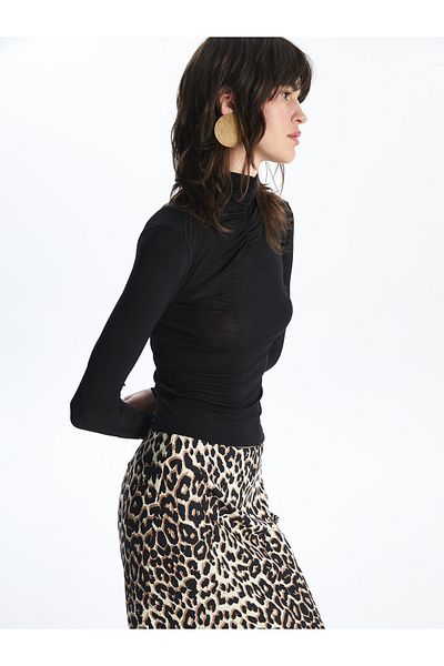 LC Waikiki Women's Body - Half Turtleneck, Solid Long Sleeve