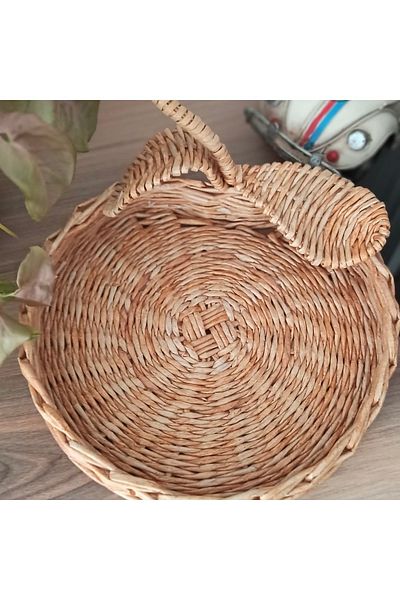 AFRALYAHOME 25 cm Washable Wicker Apple and Fruit Basket - Presentation Tray