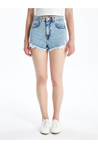 LC Waikiki Lace Detailed Standard Fit Women's Jean Shorts