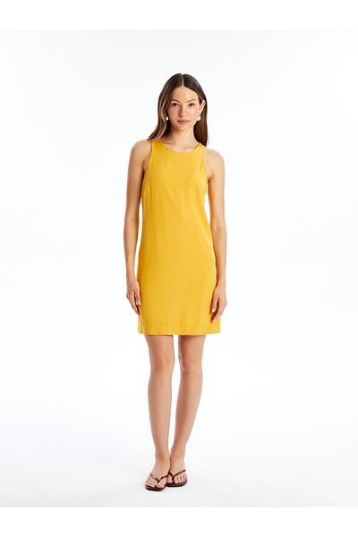 LC Waikiki Linen Blended Crew Neck Women's Dress