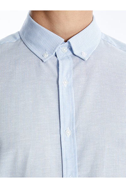 LC Waikiki Чоловіча сорочка з попліну в смужку з довгим рукавом