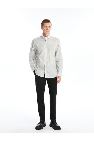 LC Waikiki Ανδρικό πουκάμισο Poplin - Slim Fit, Μακρυμάνικο, Ριγέ